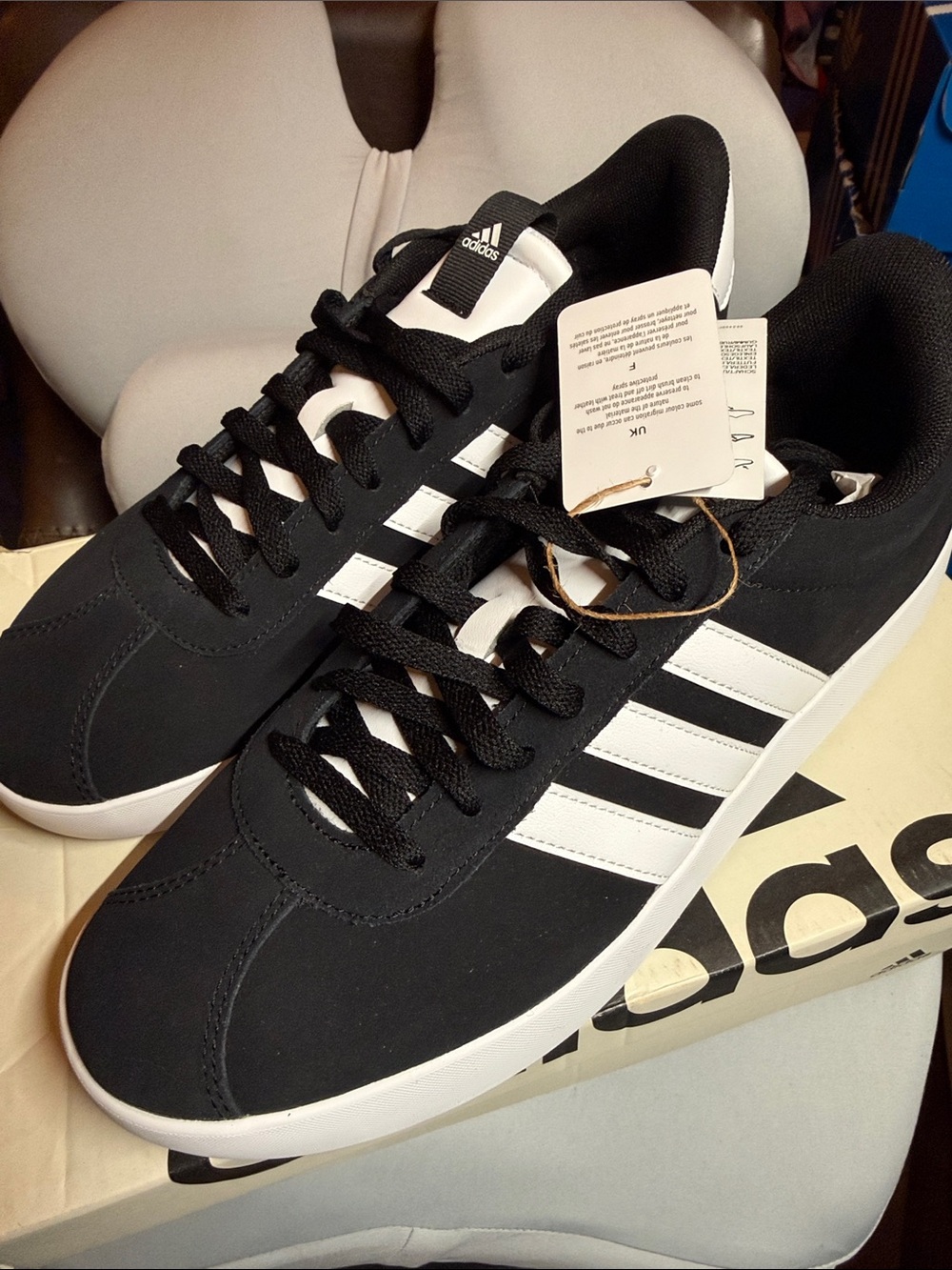 adidas Men’s Black and White Classic VL Court 3.0 Sneakers